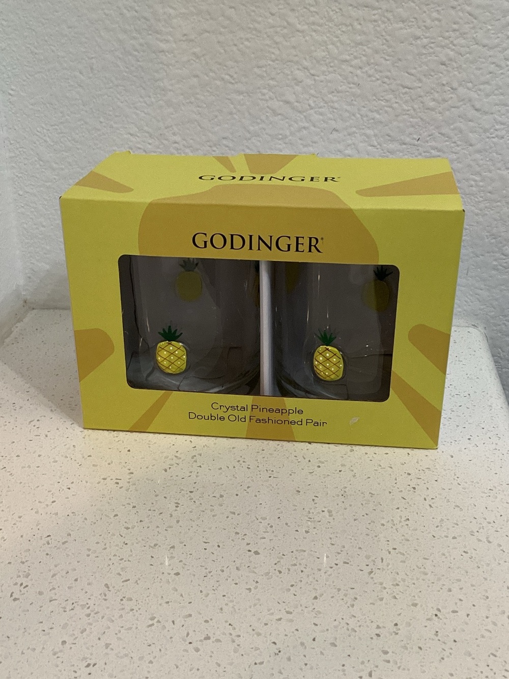 Godinger Pair of Crystal Pineapple Glasses